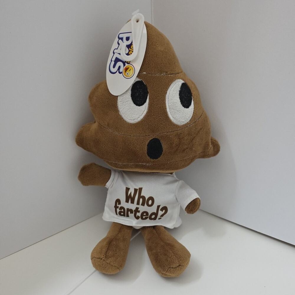 Poop Emoji Plush Stuffed Animal Who Farted T Shirt Funny Novelty Toy w/ Tag